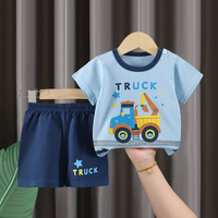Kids Truck Blue Shorts Set  (2p-93)