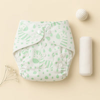 Baby Adjustable Reusable Nappy With Reusable Cloth Zebra Green (0-24 Months)