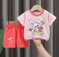 Kids T-Shirt & Short set (Rabbit)Pink(2p-87)