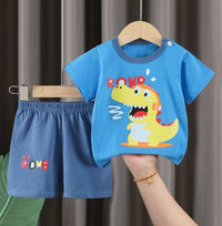 Kids T-Shirt & Short set (Roar Dino) Blue