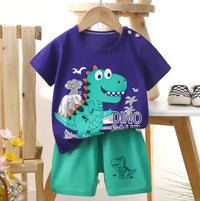Kids T-Shirt & Short set (DINIOsaur) Purple (2p-99)