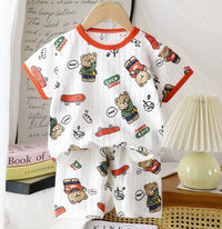Kids T-Shirt & Short set (Luck Happy) White (2p-100)
