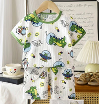 Kids T-Shirt & Short set (UFO Dino) White (2p-101)