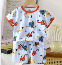 Kids T-Shirt & Short set (Excavator) Blue (2p-105)