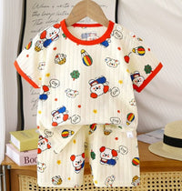 Kids T-Shirt & Short set (Hot Balloon) white (2p- 100)