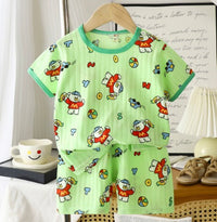 Kids T-Shirt & Short set (Teddy) Green (2p-109)