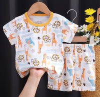 Kids T-Shirt & Short set (Giraffe) orange (2p-120)