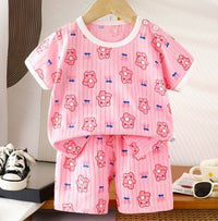 Kids T-Shirt & Short set (Flowers) Pink (2p-123)