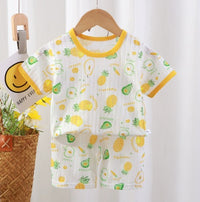 Kids T-Shirt & Short set (Pineapple)White Yellow(2p-124)