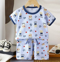 Kids T-Shirt & Short set (Happy)Blue  (2p-126)